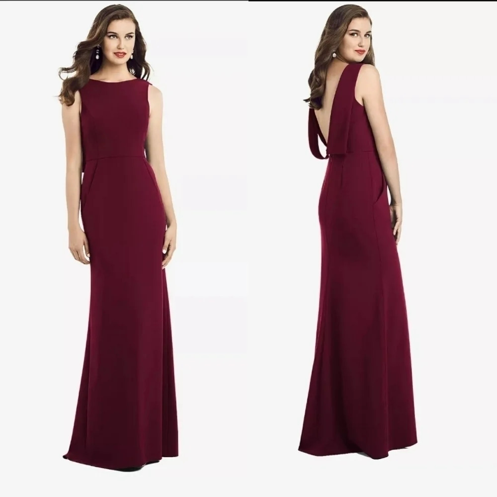 Dessy Collection Draped Backless Crepe Dress with Pockets - Style 3061